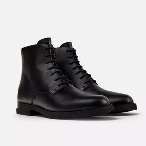 Camper Iman Leather Lace Up Bootie, Size: 10 (41), Color: Black, Great Condition